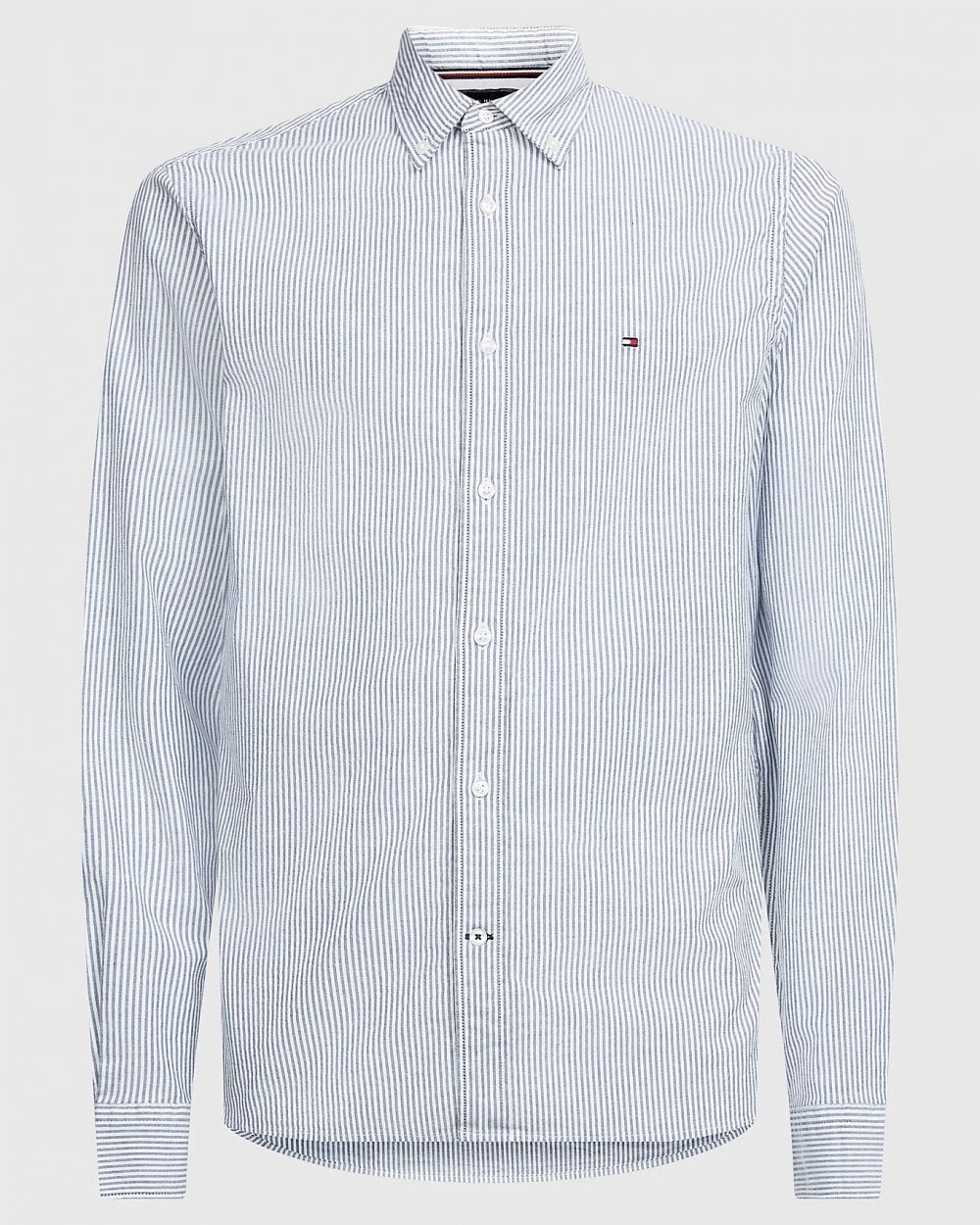 Tommy Hilfiger Core 1985 Flex Stripe Mens Long Sleeve Oxford Shirt - Carbon Navy / White
