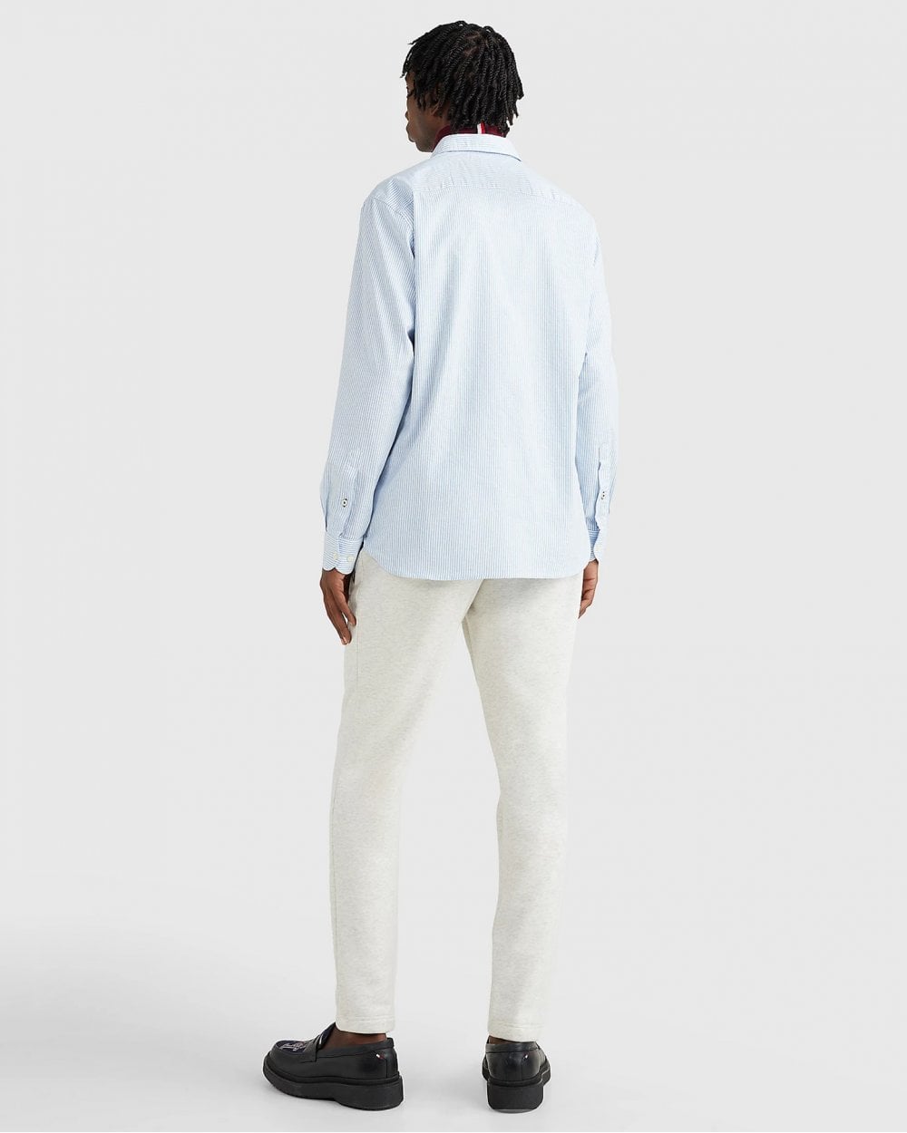 Tommy Hilfiger Core 1985 Flex Stripe Mens Long Sleeve Oxford Shirt - Copenhagen Blue / White