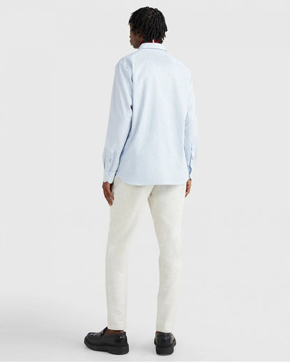 Tommy Hilfiger Core 1985 Flex Stripe Mens Long Sleeve Oxford Shirt - Copenhagen Blue / White