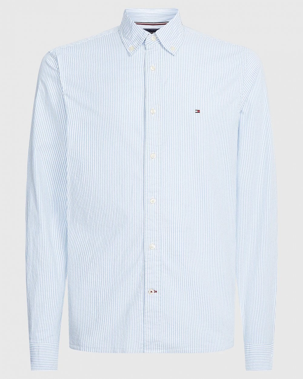 Tommy Hilfiger Core 1985 Flex Stripe Mens Long Sleeve Oxford Shirt - Copenhagen Blue / White