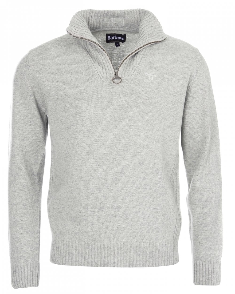 Barbour Essential Lambswool Mens Half-Zip Jumper - Light Grey Marl