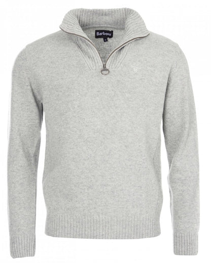 Barbour Essential Lambswool Mens Half-Zip Jumper - Light Grey Marl