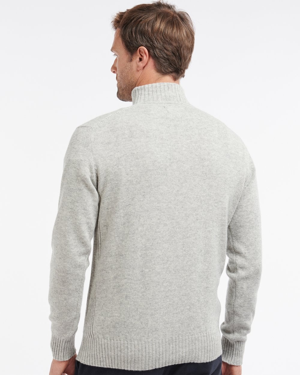 Barbour Essential Lambswool Mens Half-Zip Jumper - Light Grey Marl