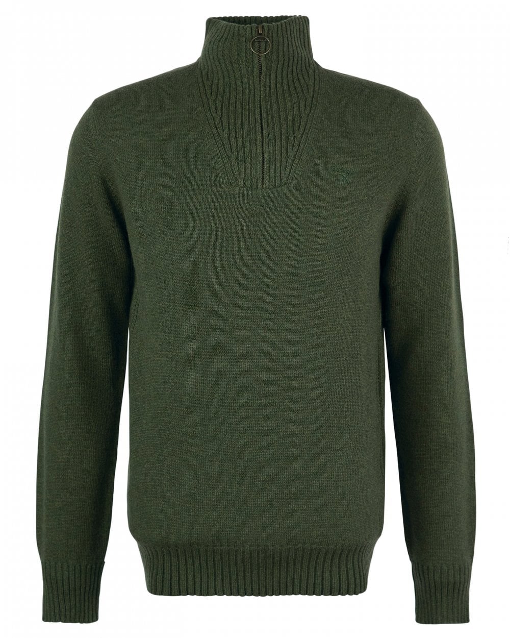 Barbour Essential Lambswool Mens Half-Zip Jumper - Mid Olive