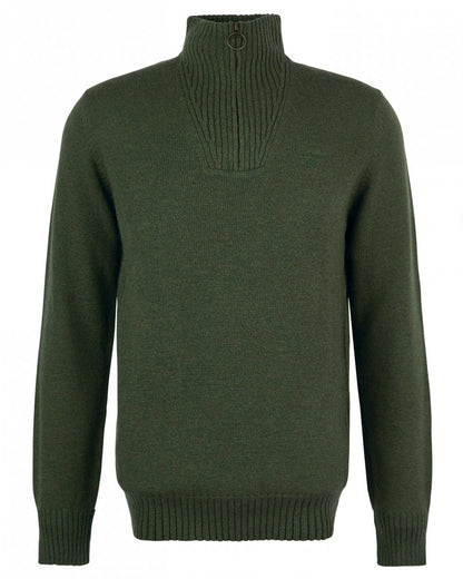 Barbour Essential Lambswool Mens Half-Zip Jumper - Mid Olive