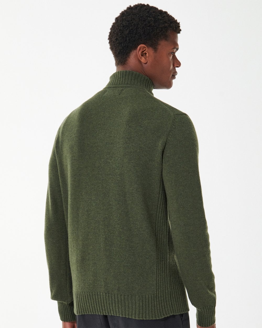 Barbour Essential Lambswool Mens Half-Zip Jumper - Mid Olive