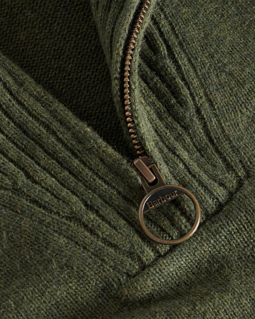Barbour Essential Lambswool Mens Half-Zip Jumper - Mid Olive