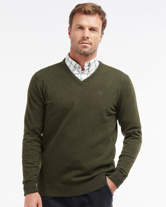 Barbour Essential Lambswool Mens V-Neck Jumper