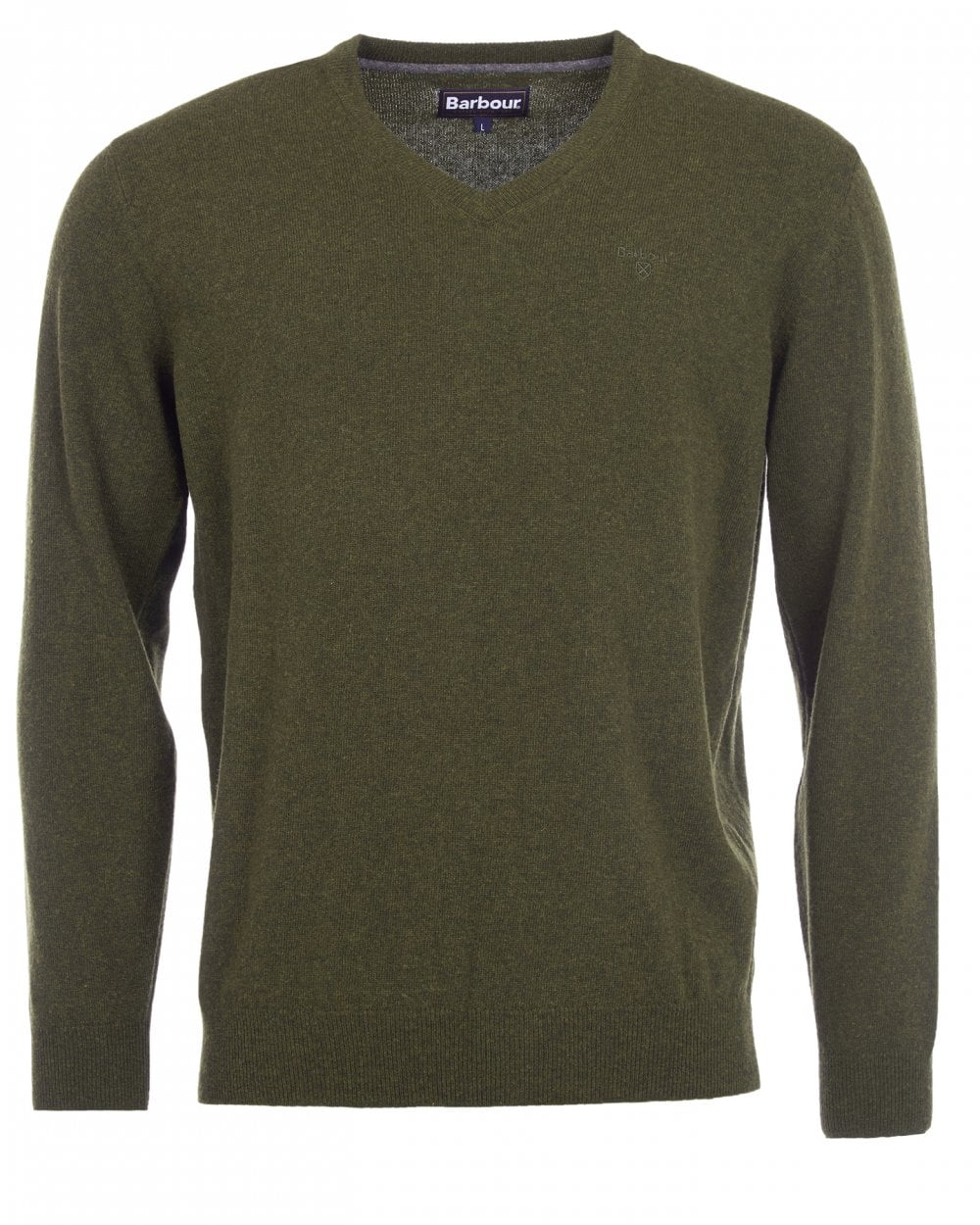 Barbour Essential Lambswool Mens V-Neck Jumper - Seaweed