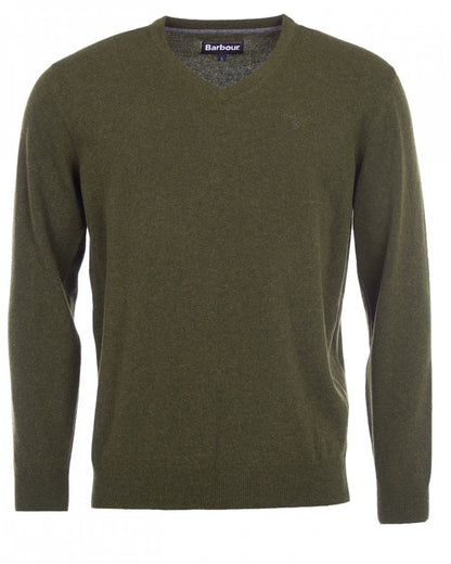 Barbour Essential Lambswool Mens V-Neck Jumper - Seaweed