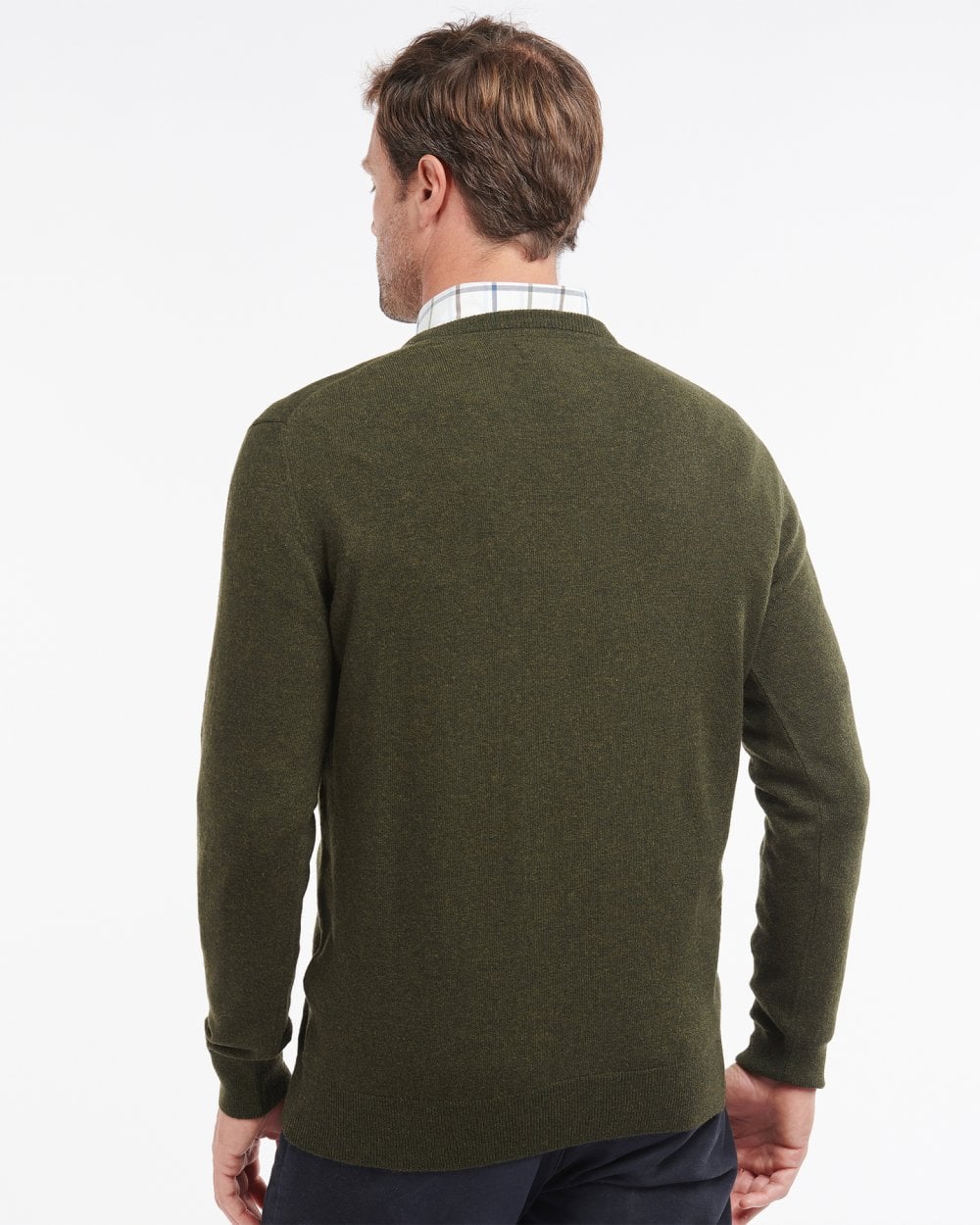 Barbour Essential Lambswool Mens V-Neck Jumper - Seaweed