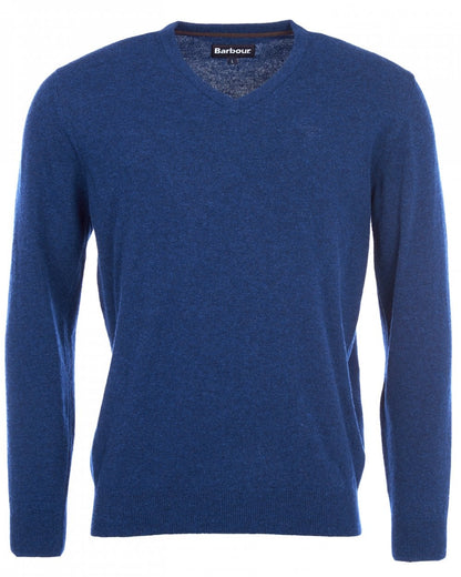 Barbour Essential Lambswool Mens V-Neck Jumper - Deep Blue