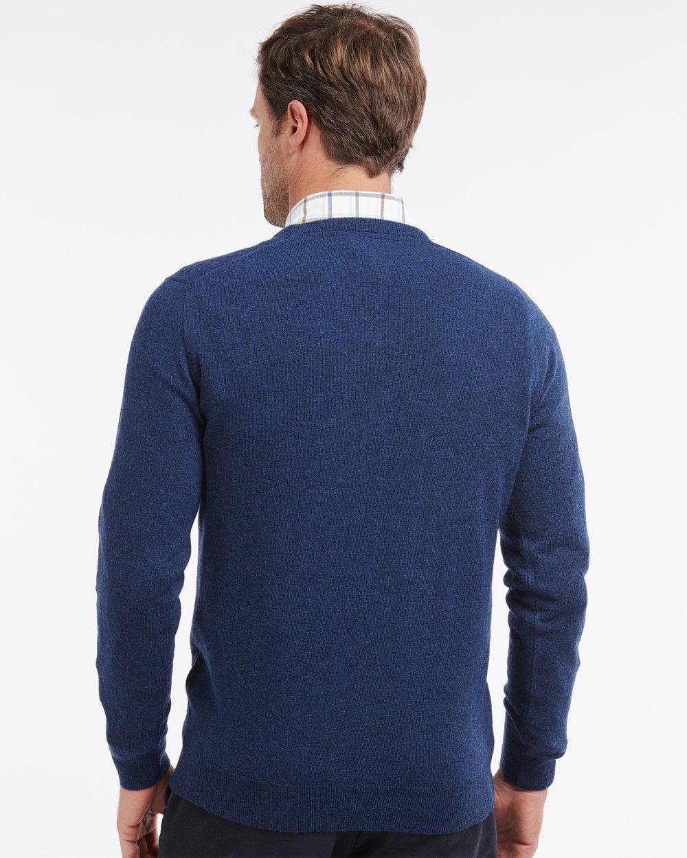 Barbour Essential Lambswool Mens V-Neck Jumper - Deep Blue