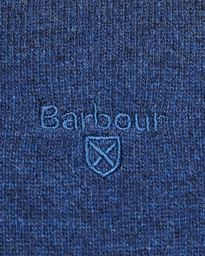 Barbour Essential Lambswool Mens V-Neck Jumper - Deep Blue