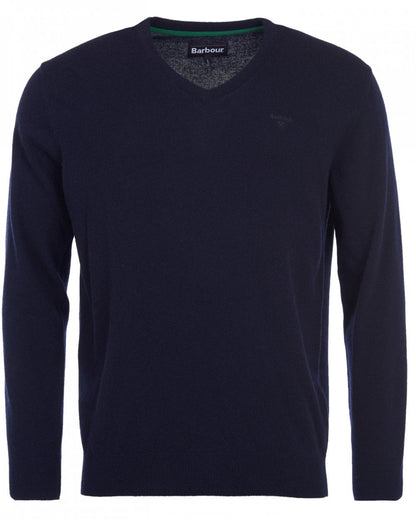 Barbour Essential Lambswool Mens V-Neck Jumper - Navy