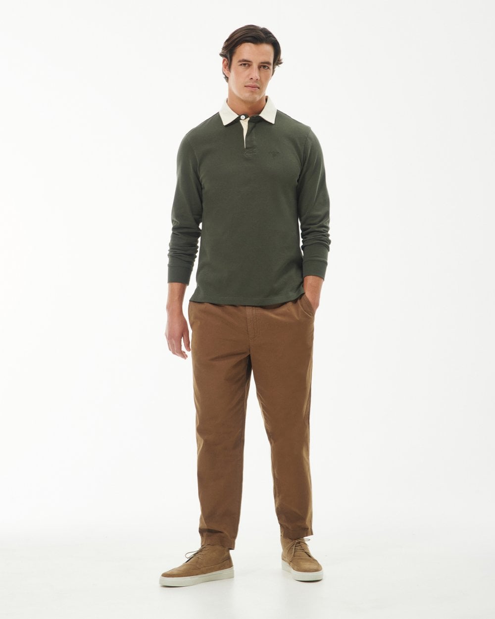 Barbour Howtown Mens Long Sleeve Rugby Shirt - Olive