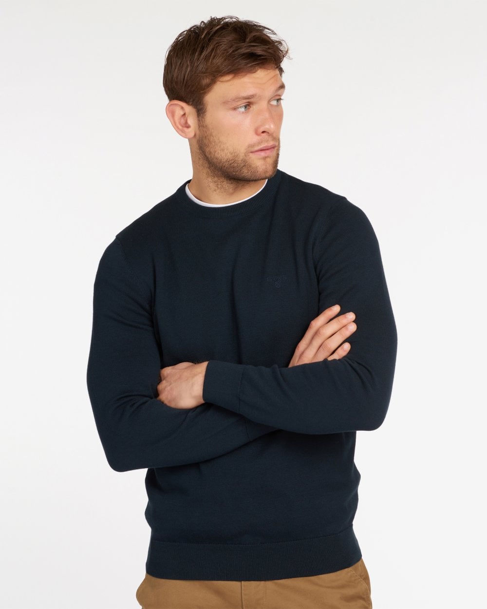 Barbour Pima Cotton Mens Crew Sweatshirt - Navy - CHO - Designer Mens Sweatshirts