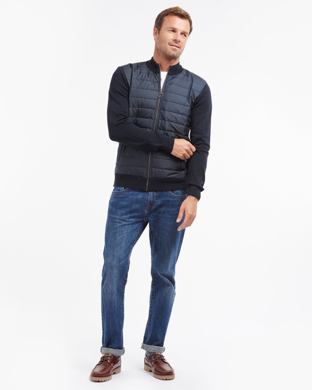 Barbour Carn Baffle Mens Zip Through Sweater - Navy