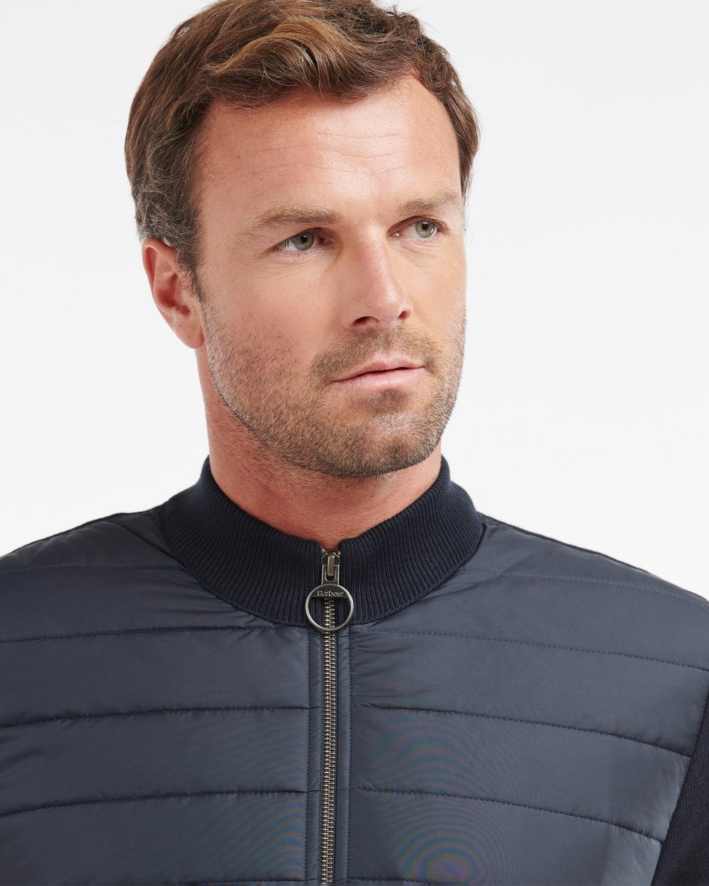 Barbour Carn Baffle Mens Zip Through Sweater - Navy