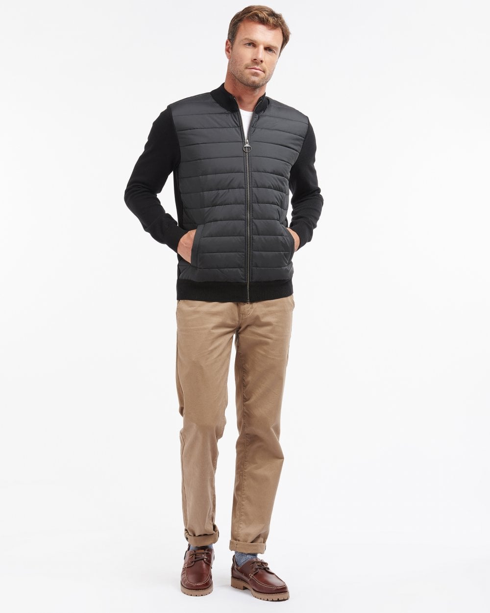 Barbour Carn Baffle Mens Zip Through Sweater - Black