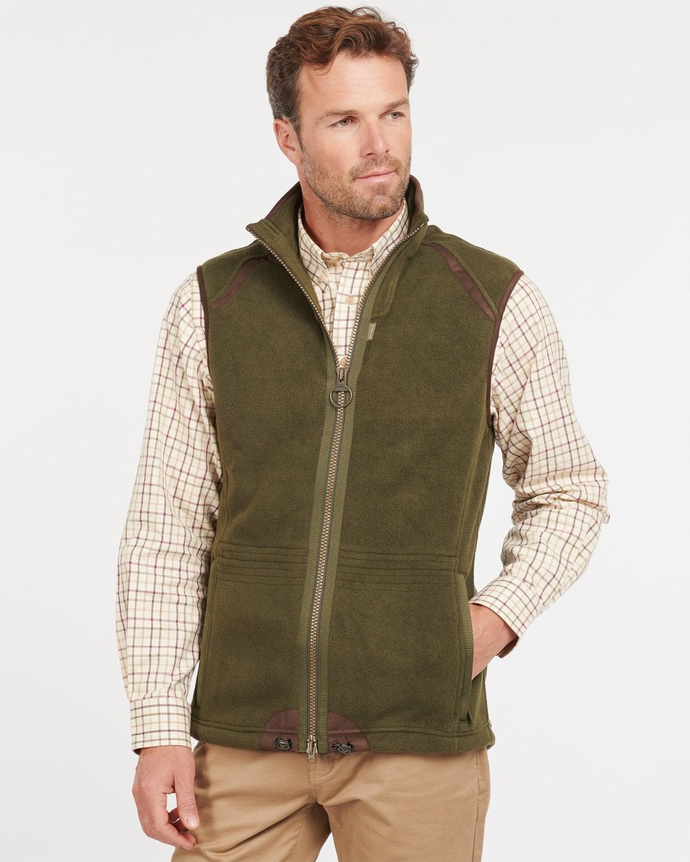 Barbour Langdale Mens Gilet - Olive - CHO - Designer Mens Fleece Gilets