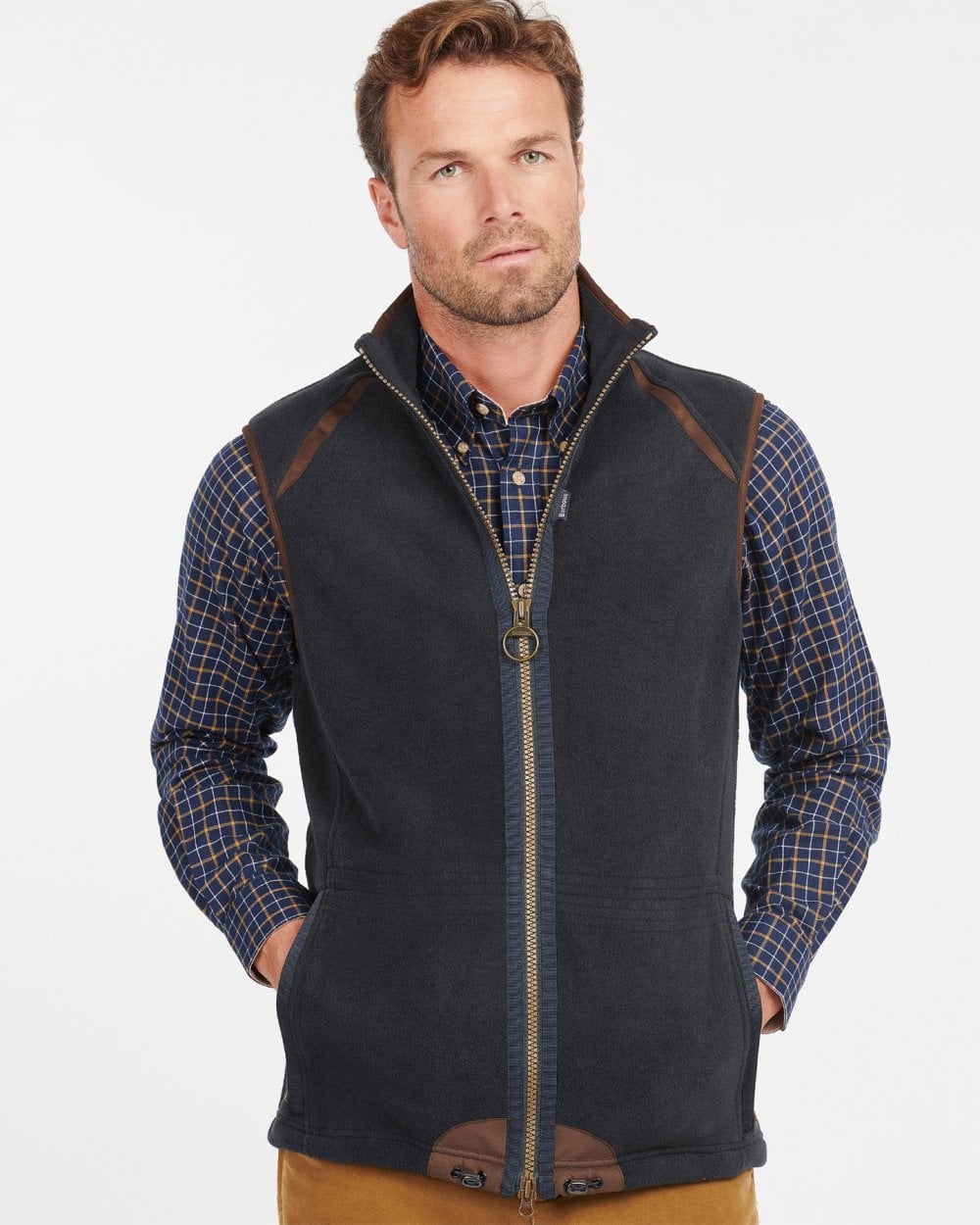 Barbour Langdale Mens Gilet - Navy - CHO - Designer Mens Fleece Gilets