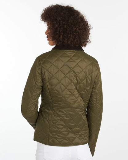 Barbour Deveron Quilted Womens Jacket - Olive/Pale Pink