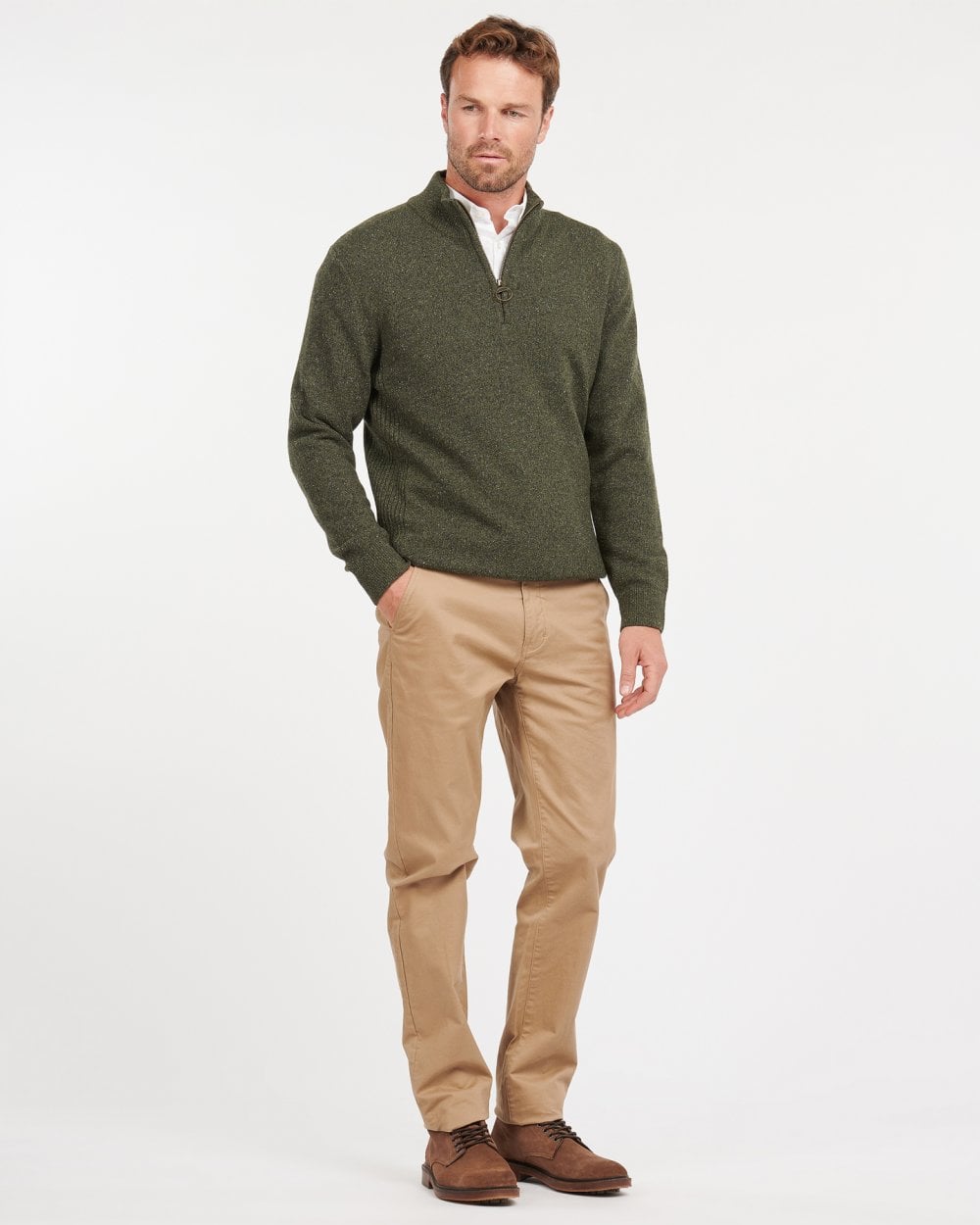 Barbour Tisbury Half Zip Mens Sweatshirt - Dark Seaweed