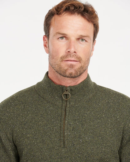 Barbour Tisbury Half Zip Mens Sweatshirt - Dark Seaweed