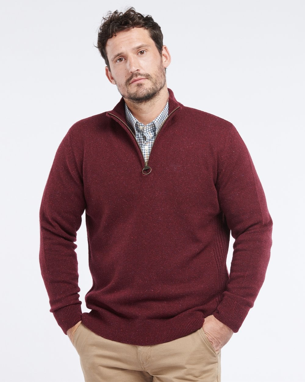 Barbour Tisbury Half Zip Mens Sweatshirt - Ruby