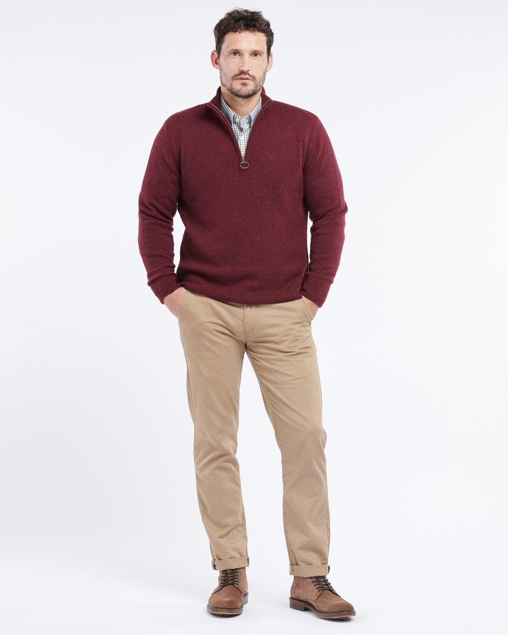 Barbour Tisbury Half Zip Mens Sweatshirt - Ruby