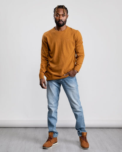Barbour Essential Crew Neck Mens Jumper - Dark Copper
