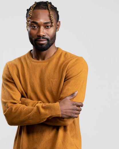 Barbour Essential Crew Neck Mens Jumper - Dark Copper
