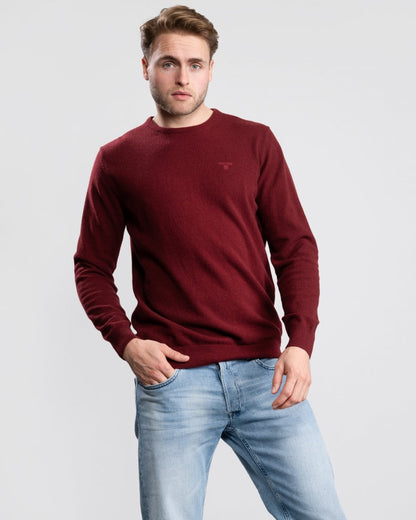 Barbour Essential Crew Neck Mens Jumper - Ruby