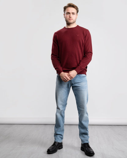 Barbour Essential Crew Neck Mens Jumper - Ruby