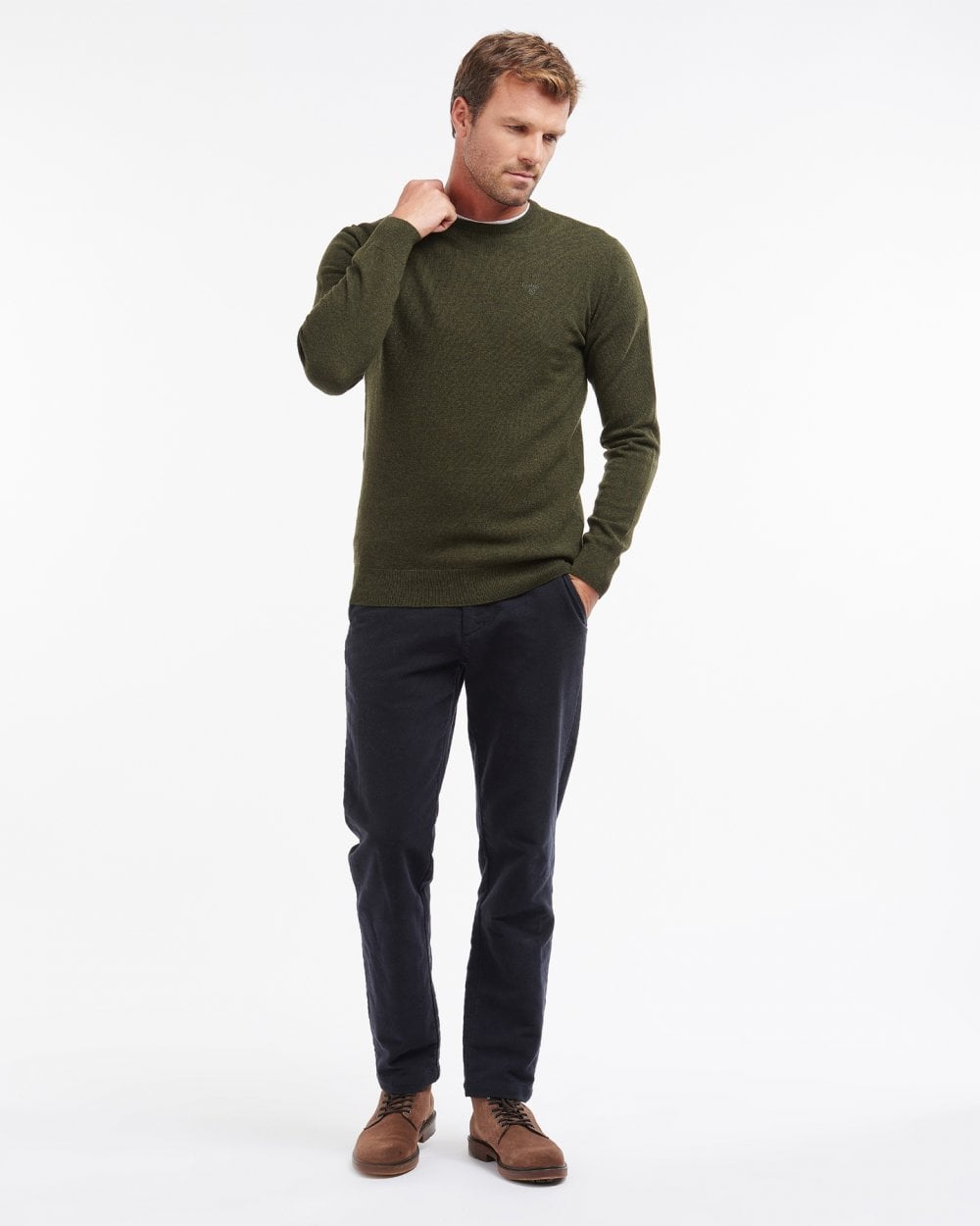 Barbour Essential Crew Neck Mens Jumper - Seaweed