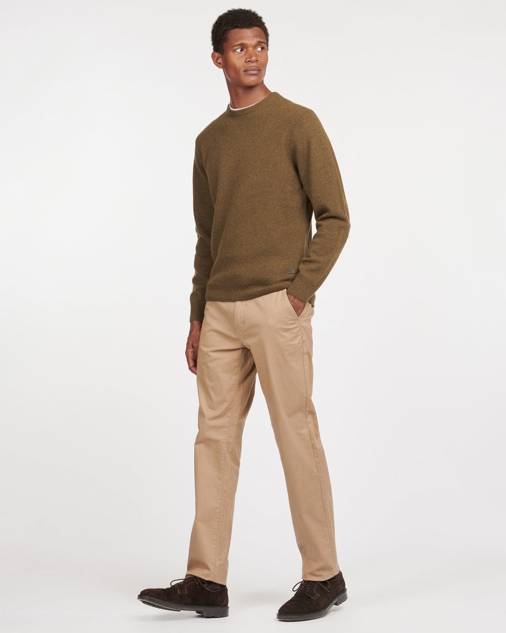 Barbour Essential Patch Mens Crew-Neck Jumper - Willow