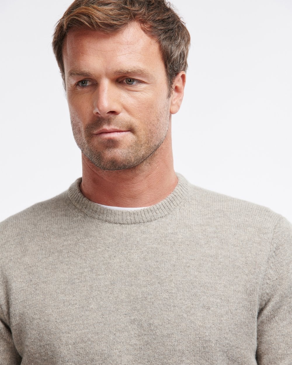Barbour Essential Patch Mens Crew-Neck Jumper - Stone