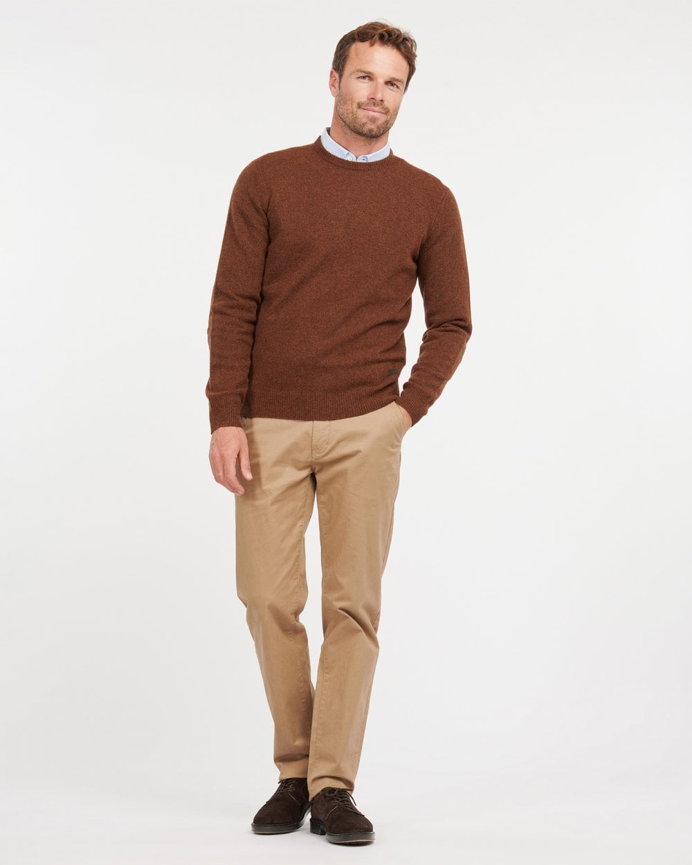 Barbour Essential Patch Mens Crew-Neck Jumper - Bracken