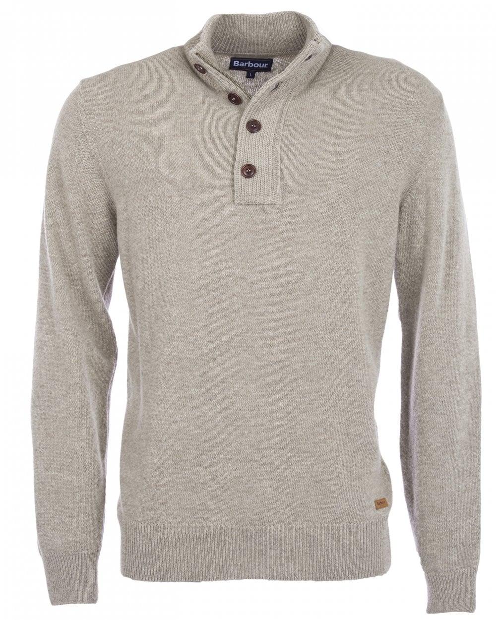 Barbour Essential Patch Half Zip Mens Jumper - Stone