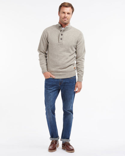 Barbour Essential Patch Half Zip Mens Jumper - Stone