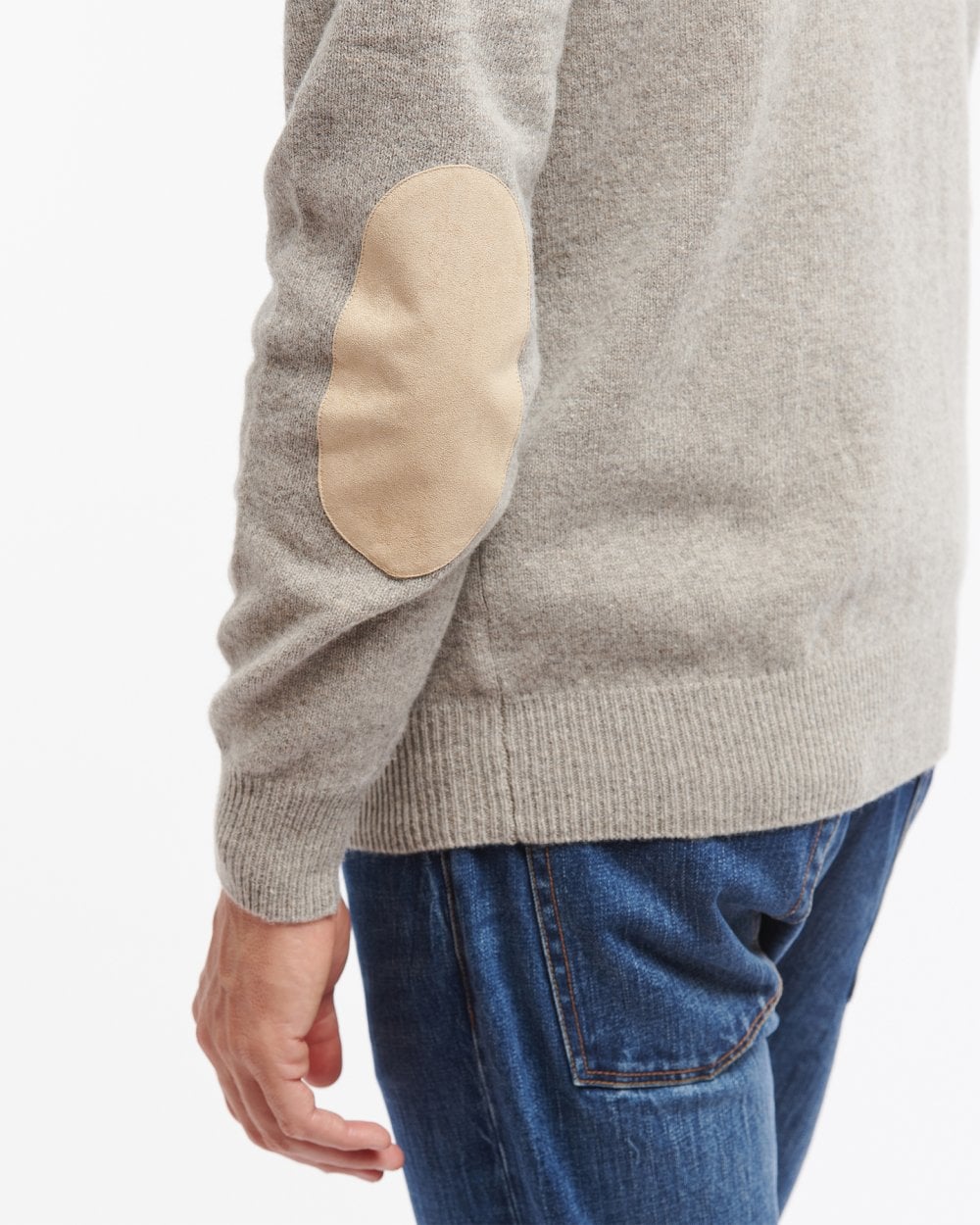 Barbour Essential Patch Half Zip Mens Jumper - Stone