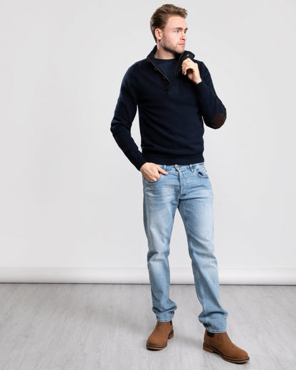 Barbour Essential Patch Half Zip Mens Jumper - Navy