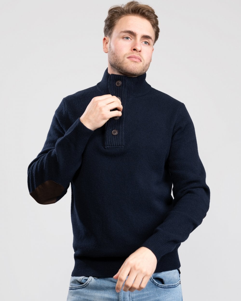 Barbour Essential Patch Half Zip Mens Jumper - Navy
