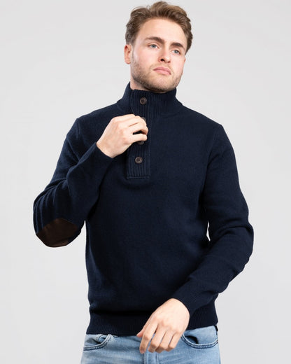 Barbour Essential Patch Half Zip Mens Jumper - Navy