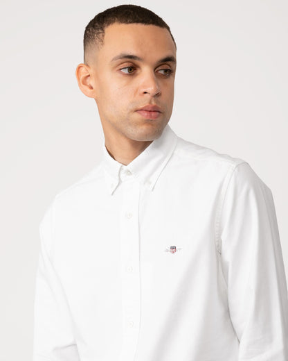 GANT Mens Slim Fit Long Sleeve Oxford Shirt - 110 White