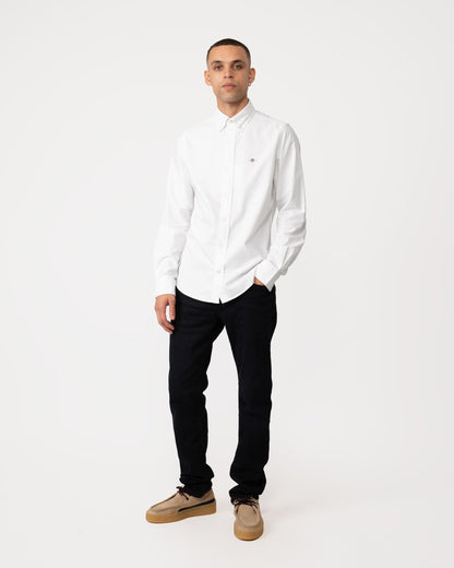 GANT Mens Slim Fit Long Sleeve Oxford Shirt - 110 White