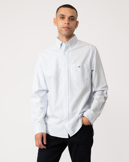 GANT Mens Regular Fit Long Sleeve Oxford Banker Stripe Shirt