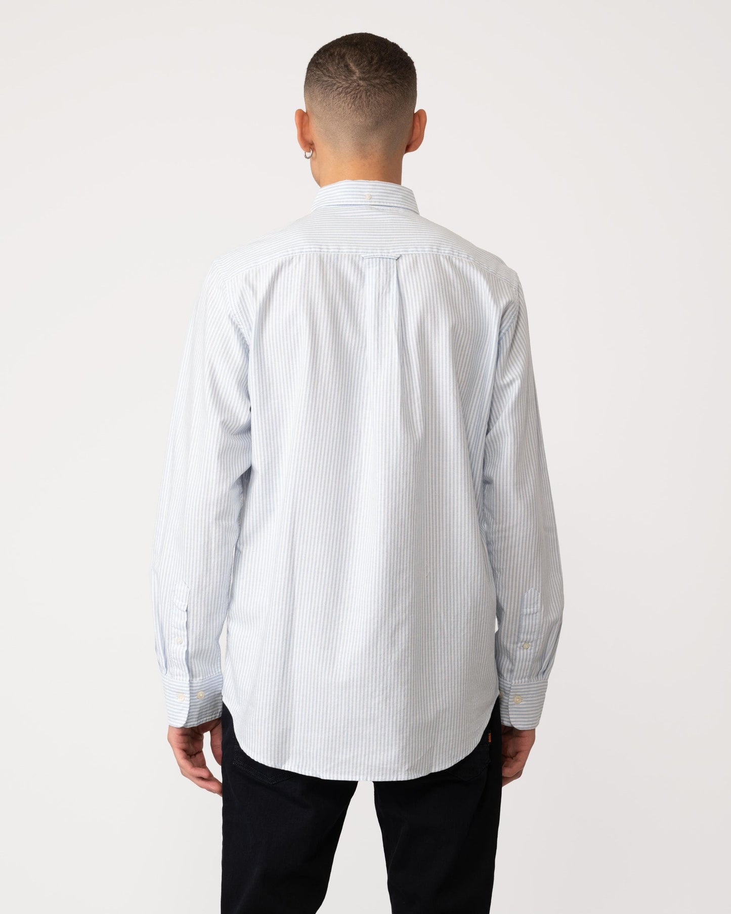 GANT Mens Regular Fit Long Sleeve Oxford Banker Stripe Shirt - 455 Light Blue