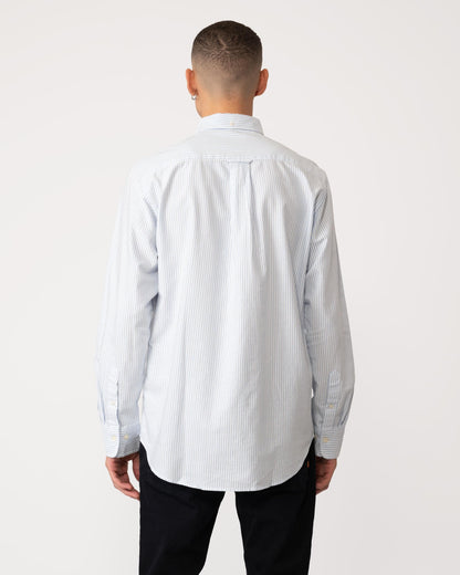 GANT Mens Regular Fit Long Sleeve Oxford Banker Stripe Shirt - 455 Light Blue